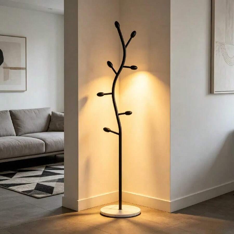 Metal Coat Rack Stand – Freestanding Clothes Hanger With Modern Nordic Design - Black - View 1