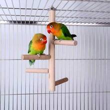 1個木製寵物鸚鵡棲木，鳥籠吊掛鞦韆梯橋，鸚鵡棲息玩具，鳥爪磨爪工具，適用於鸚鵡和小鳥 - 查看 2