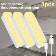 VOLACI LED 智慧感應燈，適用於臥室床邊、衣櫥、走廊夜間照明，人體感應燈，臥室照明，衣櫃燈，極簡風燈具，現代照明，LED，紅外線感應，USB 供電燈，居家 - 3pcs - 查看 10