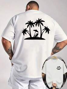 [Selección Niu Wang]Nueva camiseta casual de verano para hombre con cuello redondo acanalado y mangas cortas, con estampados tanto en la parte delantera como en la trasera, hecha de tela de - Negro - Ver 7
