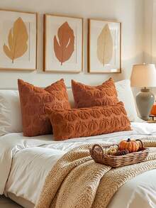 1pc Autumn Pillowcase, Autumn Decor, Autumn Rust Color Pumpkin Throw Pillow Cover, Decorative Pumpkin Pillowcase, Soft Faux Fur Wool Sofa Cushion Cover, Suitable For Chair, Sofa, Living Room, Home Decor, Outdoor, Bedroom Decor, Halloween Gift - Brown - View 8