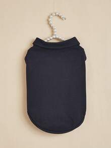 Spring/Summer Solid Color Polo Shirt Thin Breathable T-Shirt Cat Vest Teddy Two-Legged Clothing Pet Apparel - Navy Blue - View 3