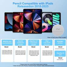 Lápiz Apple Compatible con iPad 10.ª y 9.ª Generación | Carga rápida 2x, Compatible con iPad 6.ª-11.ª Generación (2018-2025), Pro 12.9"/11"/13" M4, Air 3/4/5/M2/M3, Mini 5/6, Lápiz Apple 2.ª Generación, Lápiz óptico mejorado 9.ª y 10.ª Generación, Bolígrafo de carga rápida, Compatible con iPad Pro 11"/12.9" (3.ª/4.ª/5.ª Generación) - Multicolor - Ver 10