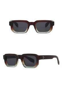 1 Pair Men's Upper Tea Lower Light Green Square PC Frame Personalized Color-Blocking Retro Street Style Fashion Glasses - Multicolor - View 4