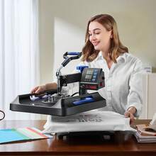8-In-1 Heat Press Machine, 380 X 380 Mm Heat Press, Digital Control, Multifunction, For T-Shirts, Caps, Mugs, Plates, Blue - 查看 10