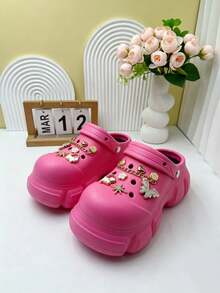 Women's EVA Anti-Slip Soft Thick Sole Sandals With Cartoon Accessories, Suitable For Vacation, Casual Gatherings And All Indoor And Outdoor Occasions, Providing A Fashionable And Comfortable Wearing Experience - Hot Pink - View 6