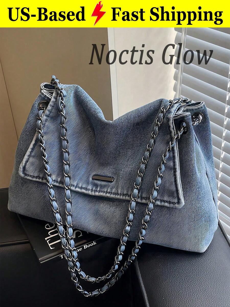 Women's Denim Crossbody Bag, Lightweight Vintage Washed Jean Purse With Adjustable Strap, Large Capacity Shoulder Handbag Travel Essentials School Supplies Travel Accessories Christmas Gifts Christmas Decorations Christmas Travel Essential Crossbody Bags For Women Purses And Bags Women Gifts For Women Purse Accsesories - Nhiều màu - Xem 1
