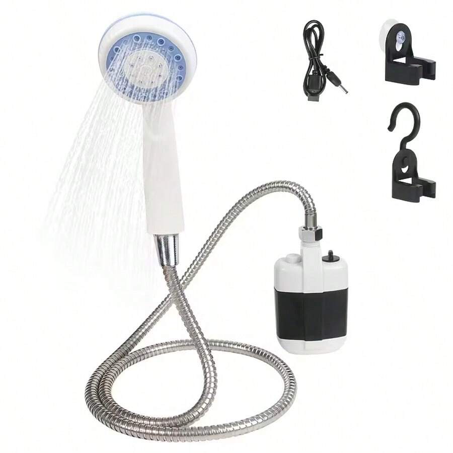可攜式充電式戶外淋浴器 - 淋浴噴頭噴霧器,可從水桶抽水。隨時隨地享受清爽體驗,非常適合露營、徒步、旅行、洗車和寵物清潔,適用於露營車旅行、戶外露營、自駕遊、庭院使用、澆花、洗車和寵物洗澡的多功能戶外淋浴套裝 - Outdoor shower set - 查看 1