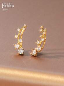 Hihho 1 Pair White Zirconia Ear Studs For Women, Elegant And Cute Jewelry Earrings Suitable For Daily Wear, Holidays And Gatherings - Earrings - View 4