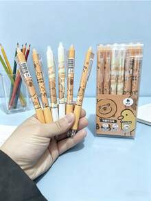 1/6 piezas Bolígrafo de gel borrable automático con diseño de topo de agua lindo, papelería premium para estudiantes con borrador incorporado. Escritura suave, ideal para estudio, dibujo, coloreado de tarjetas, firma de oficina; suministros perfectos para regreso a clases y Navidad para niños y adultos. - A - Ver 8