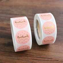 TYFYO 500Pcs 1Inch Pink Handmade Stickers Gift Label Cake Sticker Baking Decoration Sticker Handmade With Love Thank You Stickers - Multicolor - View 5