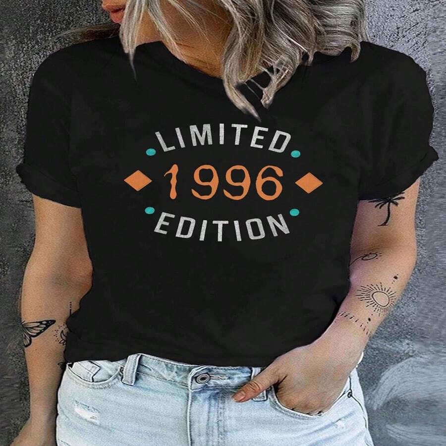 2026 Hot Summer Style1996 Limited EditionWomen's T-Shirt , All Occasion Outfit Light Airy For Summer, Suitable For Leisure Sports Scenes. - Multicolor - View 1