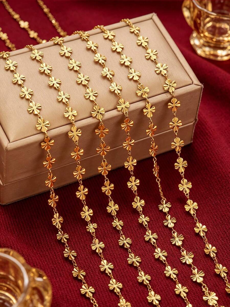 100cm 304 Stainless Steel Clover Chain 18K Gold Plated DIY Jewelry Handmade Chain Fashion Necklace - Chain - View 1