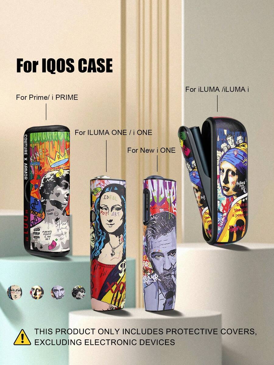 1PC For IQOS ILUMA ONE/ I One/New Iluma I One, ILUMA/Iluma I ,ILUMA PRIME/Iluma I Prime Protective Case Full Protection Anti-Drop Fashion Personalized Graffiti Leather Case Anti-Scratch Anti-Rub Anti-Pressure Anti-Shock PU+PC Splicing Hard Shell Precise Hole Position Leather Case Couple Style Multiple Colors Available Gift For Self-Use Storage Box