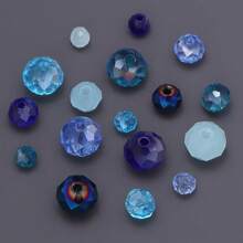 1 paquete de cuentas de cristal de punto en tonos azules, tonos de color aleatorios (cantidad aleatoria por color) - Azul - Ver 6