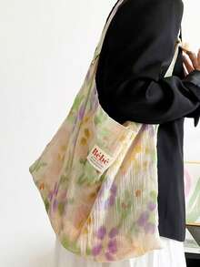 Japanese And Korean Style Ins Gradient Semi-Transparent Canvas Shoulder Bag For Women, Large Capacity Commuter, Outing, Daily Shopping, Niche Design Handbag, Underarm Shoulder Tote Bag, - Multicolor - View 7