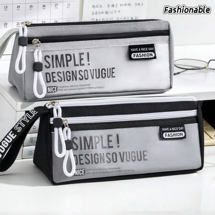1pc Large Capacity Pencil Case, Multi-Layer Pen Pouch, Desktop Organizer Pen Bag, Suitable For Middle School, Office, University, Adults, Male And Female Students, Back To School Season, Learning Supplies - One Size Fits All - View 1