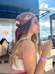 1pc Bohemian Style Fashion Luxury Floral Paisley Print Women's Bandana, Spring/Summer Casual Multi-Functional Scarf Sun Protection Shawl, Suitable For Daily And Outdoor Wear - Jujube Red - View 6