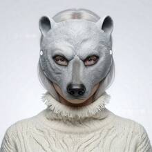1pc Halloween Bear Mask Cosplay Costume Prop, Carnival Party PU Animal Mask - Multicolor - View 2