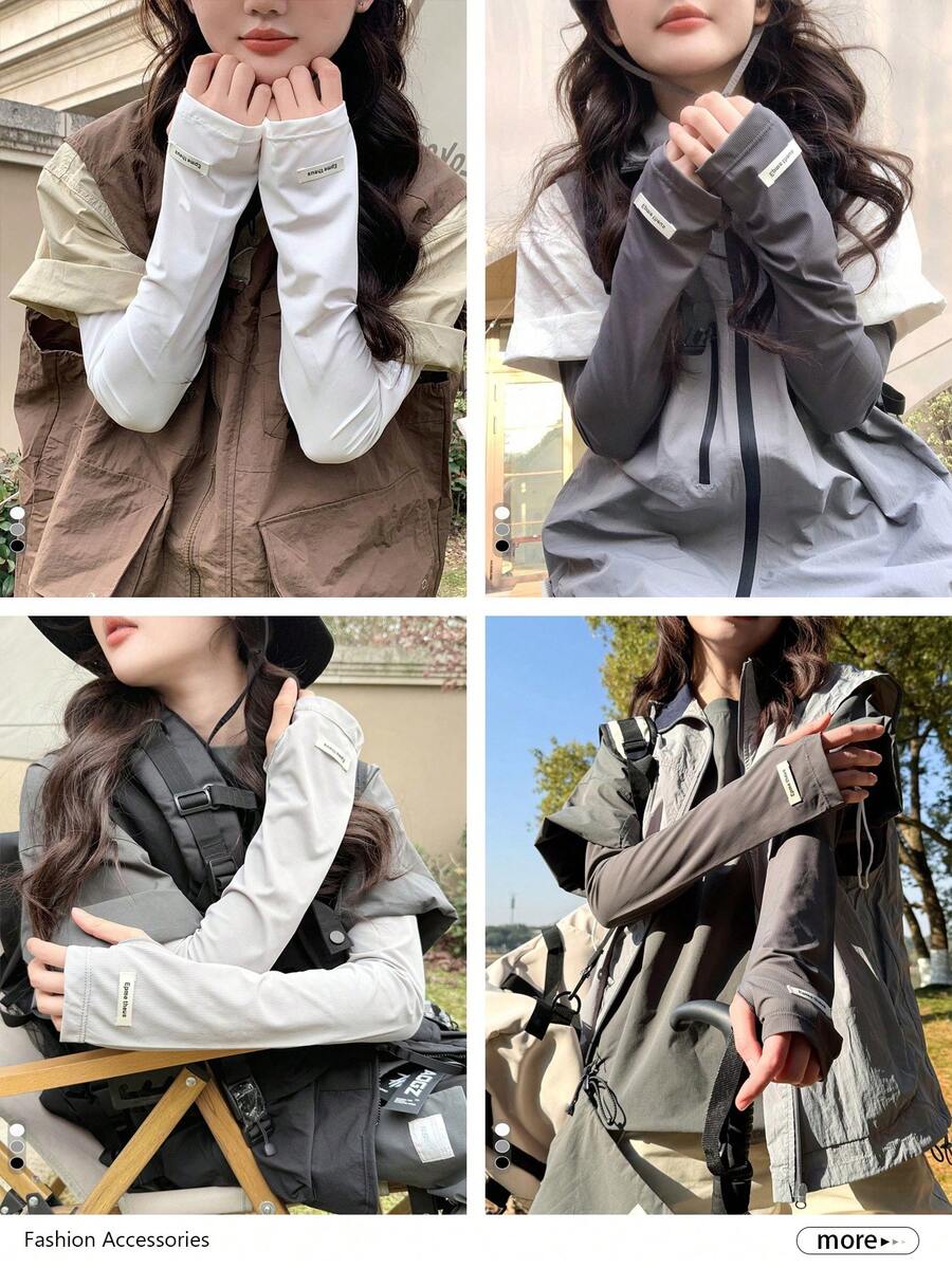 夏季輕量冰絲防曬長袖套女款，寬鬆版型抗UV袖套，適合開車使用