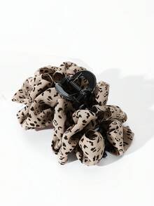1pc Women's 14cm/5.51 Inch Solid Color Fabric Leopard Print Cloud Double-Sided Bow Large Hair Claw Clip Hair Accessory, Elegant And Sweet Campus Style, Suitable For Party, Prom, And Daily Wear - Multicolor - View 5