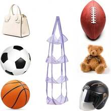 Tas Penyimpanan Gantung Berlapis-lapis, Organizer Bola Olahraga yang Dipasang di Dinding, Bola Basket, Sepak Bola, Solusi Penyimpanan Jaring Bola Garasi, Penyimpanan Mainan Rumah - MultiWarna - View 12