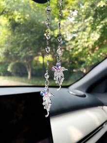 Artificial Rhinestone Flower Car Hanging Ornament, Creative Car Interior Pendant, Rearview Mirror Charm, Car Accessory - Flowers - View 8