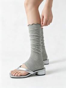 1/3 Pairs Frill Ruffle Stacked Leg Warmers, Thin Cool Lazy Sock Covers, Skin-Friendly Breathable Premium Open Toe Ruffle Leg Warmers For Women - Multicolor - View 9