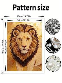 2D Flachdruck Neues Perlenbild Majestätischer Löwe Rahmenlos DIY Handgefertigt Klebende Diamanten Kreatives Diamantmalerei Set Mit Perlen, Geeignet Für Schlafzimmerdekoration, Wohnzimmer Hängende Gemälde, Raumdekoration, Kunstwerk - A - Übersicht 4