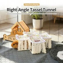 ITANDME Guinea Pig Hideout Guinea Pig Tassel Tunnel - Reinforced Top No Collapse, Stable Top Washable Small Animal Tunnel With Curtain - View 9