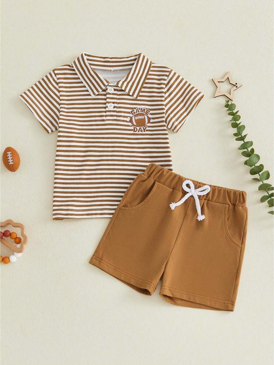 Baby Boys Polo Co-Ords - 咖啡 - 查看 1
