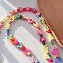 1pc Long Strawberry Koala Hanging Chain Same Style Beaded Chain Universal Mobile Phone Chain Bag Pendant Diy Color Oblique - Multicolor - View 2