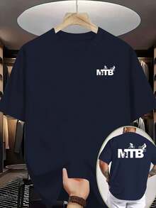 Camiseta deportiva de manga corta estilo retro americano para bicicleta de montaña (MTB) con estampado a doble cara para hombre, corte holgado de verano, hombros caídos, cuello redondo, esti - Blanco - Ver 1