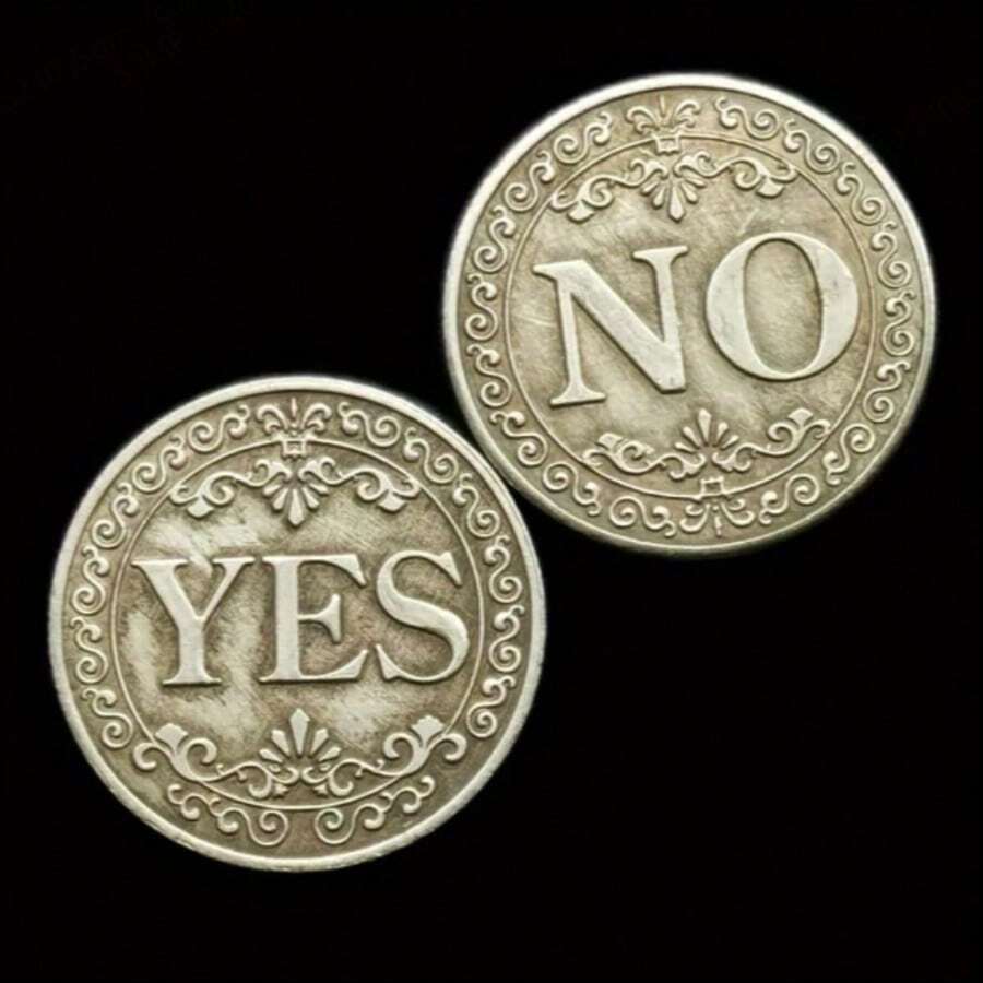 1pc 4cm Yes Or No Lucky Coin, Decision Making Commemorative Coin, Double-Sided Badge, Collectible Gift, Halloween Coin, Student Game Reward Coin