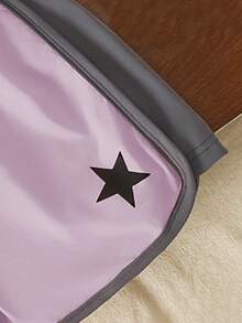 Tween Girls' V-Neck Star Print Shorts Set, Fitted Casual Sleeveless Cropped Polo Shirt With Fitted Pockets Shorts, 8-12 Years Old Leisure Sports 2-Piece Set - Mauve Purple - View 3