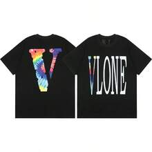 Unisex Short Sleeve Y2K Style T-Shirt V-Shaped Print Summer Graphic Top For Men Crew Neck  Loose Fit,Pure Cotton/Breathable/ Sweat Absorption - 黑色1 - 查看 11