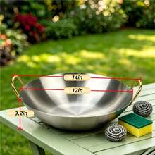 Stainless Steel Wok With Double Handles, Thickened Heavy Duty Frying Pan For Home Kitchen Farmhouse Restaurant Courtyard Outdoor Cooking – Large Capacity Nonstick Stir Fry Wok - Dual-handle Version - View 9