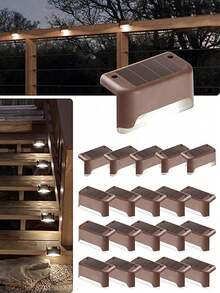 4pcs Solar Deck Lights, IP44 Waterproof Outdoor LED Step Lights, Wireless Fence Stair Lights, Dusk To Dawn Automatic On/Off, Solar Wall Mounted Landscape Lighting, Suitable For Railings, Patio, Poolside, Garden, Backyard, Pathway Holiday Decoration - Multicolor - View 6