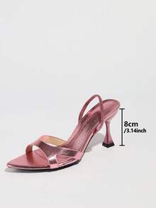 Women's High Heel Sandals, Spring/Summer Night Party Ball Dance Outdoor Fashion High-End Glossy Wine Glass Heel, Thin High Heel Pointed Toe Shiny Cross Strap, Fashion Exhibition High Quality Mysterious Lizard Texture Fabric, Sexy Elegant Back Strap, Comfortable Fit For Women's Any Formal Occasion, Pink Women's Shoes, Versatile Ladies Formal Sandals, Women's Gorgeous High Heels - Pink - View 5