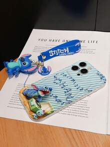 Disney Has Authorized, Phone Case - Chain Set, The Stitch Lilo & Stitch 3D Phone Case Plus A Silicone 3D Stitch Bracelet With Metallic Ring Removable Bracelet, Stitch And Angel Pattern, Compatible With Iphone17/16/15/14/13/12/11/XS/XR/X Plus Pro Max, A Stylish Cartoon Phone Case, The Perfect Gift Choice, Phone Protection, Durable Phone Cover, Great Gift For Friends And Family. - 白色 - 查看 6
