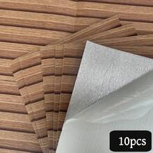 10片 30cmx30cm 自黏式格柵壁紙，木紋格柵風格自黏式牆貼，2D凹槽牆貼，撕貼式PVC無痕自黏壁紙，條紋設計，非常適合居家牆面與家具裝飾 - A - 查看 22