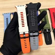 雙色軟矽膠運動手錶錶帶，相容於 Series 11 10 9 8 7 6 5 4 3 2 1 Ultra 1/2 SE 42/44/45/46/49mm，可調節替換錶帶 - 彩色 - 查看 7