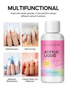 coscelia Beginner Acrylic Nail Set, All-In-One Gel Nail Polish And Glitter Acrylic Powder Set, Includes Acrylic Liquid, White Transparent Powder, Pink Powder, For Nail Extension, Professional Nail Art Tools, Women's Gift - Multicolor - View 6