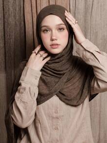 1pc Women's Solid Color Modal Fabric Pleated Tassel Scarf, Casual Daily Headscarf, Sun Protection & Warmth Shawl Scarf Suitable For Dresses - Multicolor - View 2