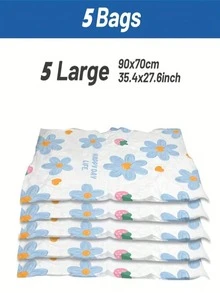 5 Packs Vacuum Storage Bags, Plastic Rectangular Multi-Purpose Bags, Zipper Seal, Moisture-Proof And Airtight, Suitable For Bedding, Pillows, Blankets, Clothes - Save 80% Space, No Electricity Needed,Bedroom Room Decor,Back To School - Blue and White - View 13