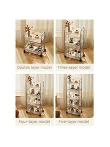 1pc Transparent Movable Cosmetic Cart Storage Rack, Large Capacity Multifunctional Bathroom Supplies Display Shelf, Bathroom Accessories - Transparent - View 7