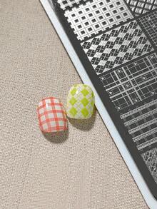Floral Plaid Nail Art Steel Plate French Line Grid Rhombus Pattern Nail Artist Professional Auxiliary Transfer Tool - Multicolor - View 3