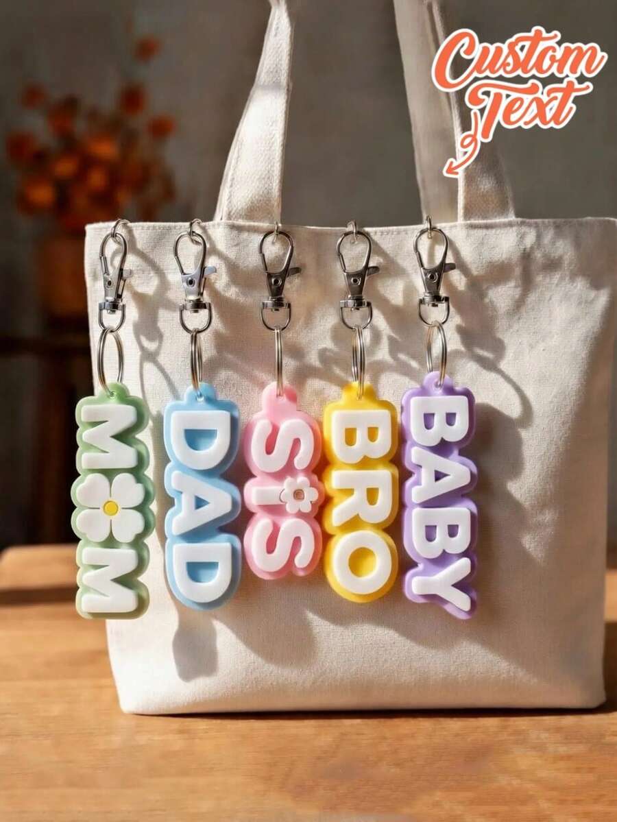 Personalized Acrylic Letter Keychain Bag Charm Custom Pendant, Suitable For Birthday, Holiday/Vacation/Travel/Stadium/Sports/Climbing, Business/Commute/Work/Office And Other Occasions. - Multicolor - View 1