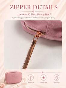 Lancôme 粉色化妝包，13*9cm，柔軟霧面粉色紋理布料，分層設計，可收納化妝品與護膚品，輕巧便攜，適合個人使用或送禮 - 粉色 - 查看 7