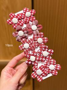 10pcs Sweet Style Floral Plaid Hair Clips Suitable For Daily Use Hair Accessories - Multicolor - View 2